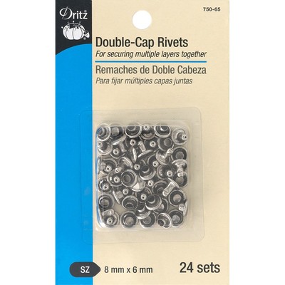 Dritz 750-65  Double-Cap Rivets 8mm Cap X 6mm Post 24/pkg-Nickel