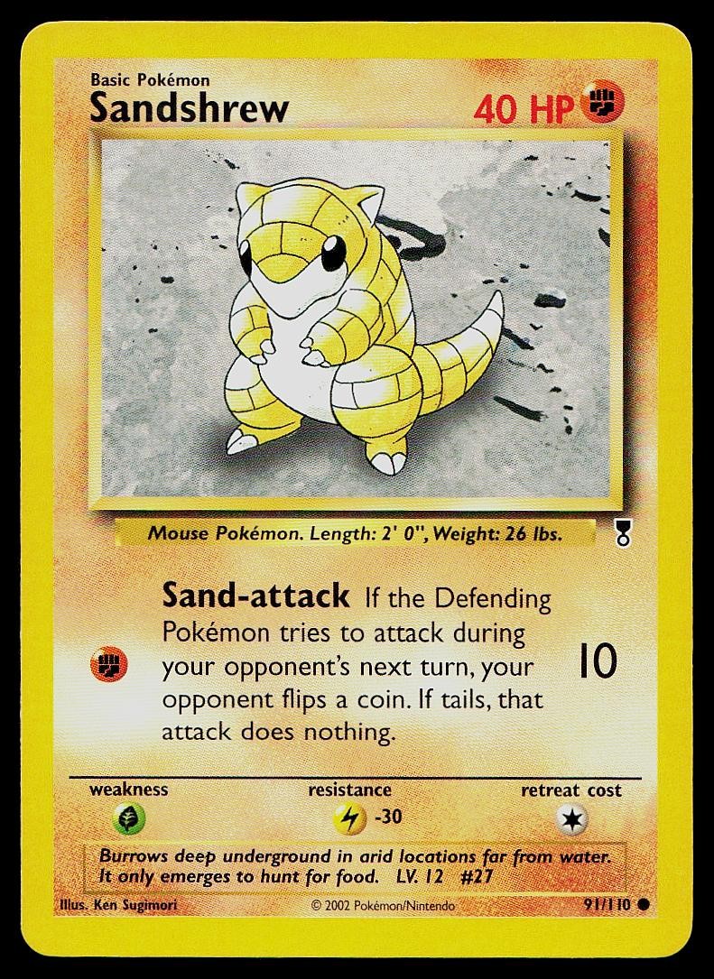 Pokemon Card Legendary Collection Sandshrew 91/110 Common