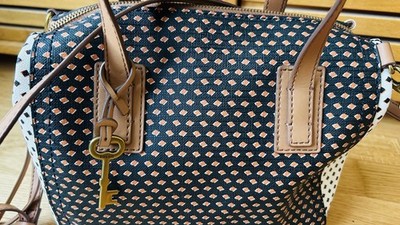 Fossil Emma Satchel Handtasche Rauten Muster Geometric Crossbody Top