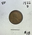 1922-D Lincoln Wheat Cent Semi Key Date in Very Fine Condition