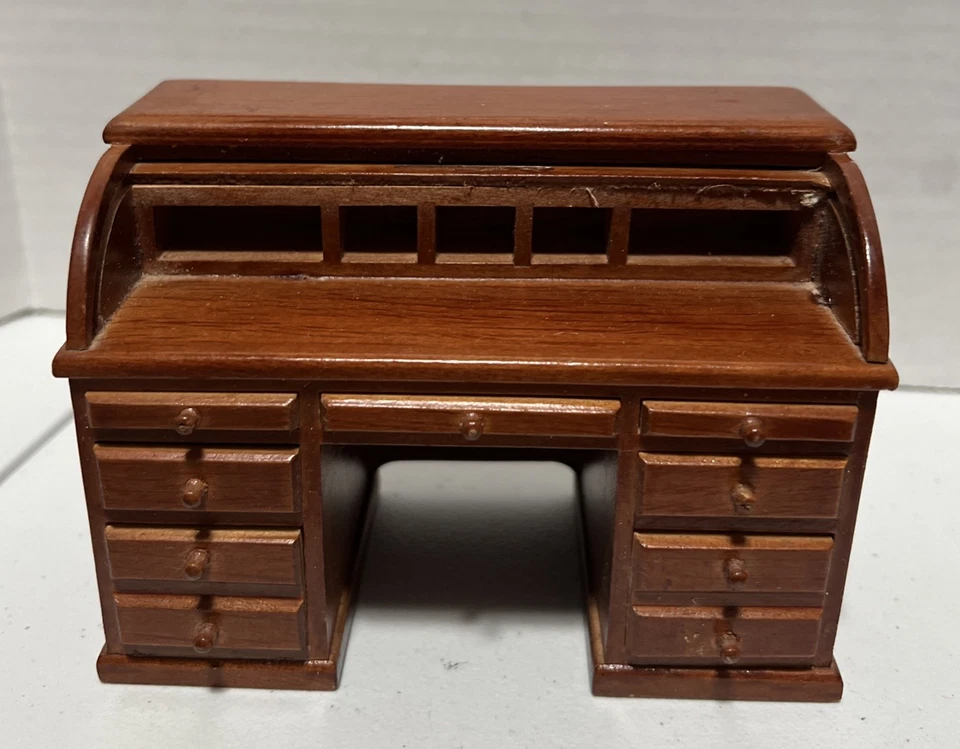 Muebles para casa de muñecas escritorio enrollable escala 1:12 Foto 2 de 4