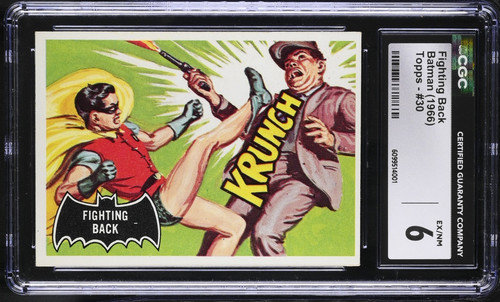 1966 Topps Batman Black Bat #30 Fighting Back — CGC 6