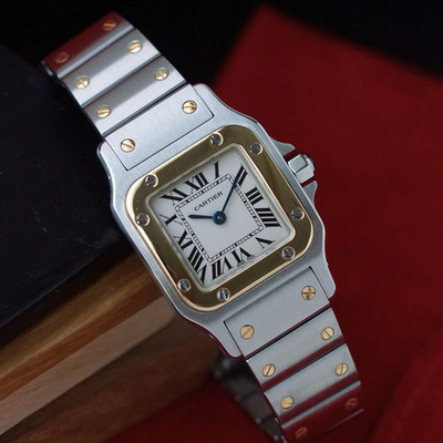 Cartier Santos Galbee Small Two Tone Quartz Watch Steel Gold 2009 Papers