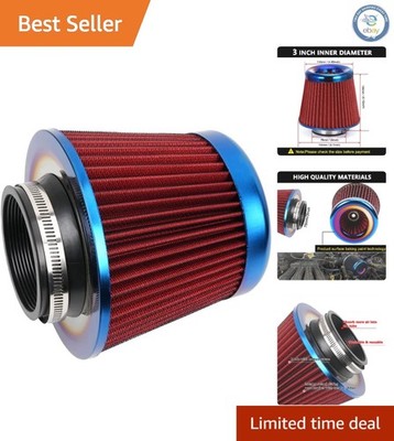 Washable Red Clamp-On Cold Air Intake Filter   3in High Performance Upgrade