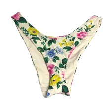 Aerie Bikini Bottom Cheekier High Cut Floral White Green Pink Colorful L