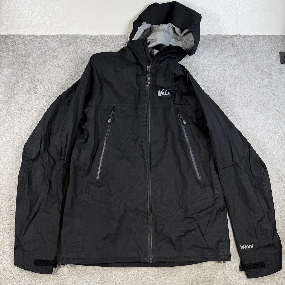 REI eVentマウンテンパーカーXLブラック止水ジップテック系vintage REI eVentマウンテンパーカーXLブラック止水ジップテック系vintage