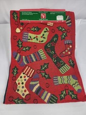New Holiday TABLE RUNNER tapestry stockings Christmas 13 x 70