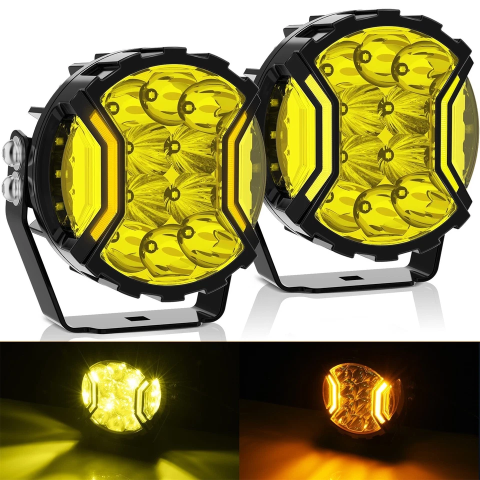 Barra de luces de trabajo LED de 5 pulgadas 180 W para tirador lateral vainas redondas DRL lámpara de conducción antiniebla 2 piezas Foto 4 de 4