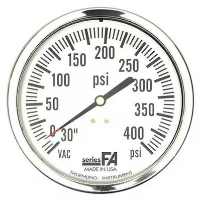 Thuemling Fa-Lfp-410-Fg Panel-Mount Compound Gauge, 30 To 0 To 600 Psi, 4 1/2