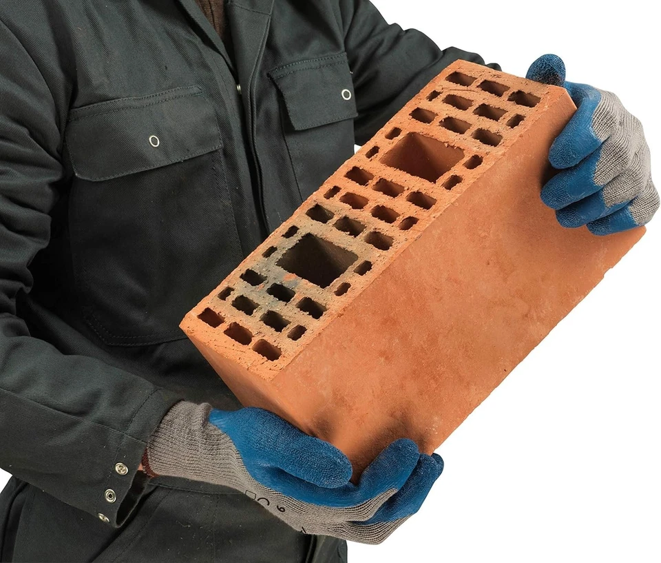 12- GUANTES DE TRABAJO PEQUEÑOS de goma AZUL recubiertos de palma jardinería paisajismo construcción Foto 2 de 4