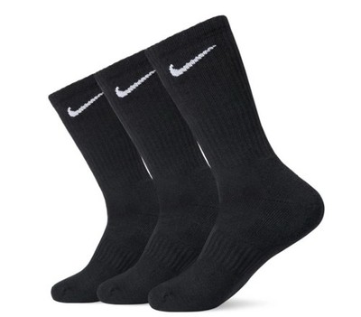 Nike Everyday Lightweight Dri-Fit Crew Socks 3-Pack Black 5Y-7Y  W6-10, M6-8