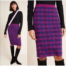 Anthropologie Maeve Nancy Sweater Pencil Skirt Blue Purple Pull On Small NWT