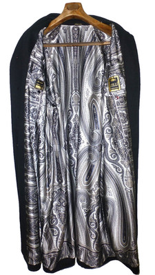 ZILLI PARIS Coat 50C/40S Cashmere100% France Excellent Condition Black Paisley