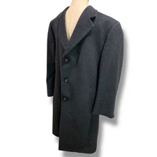 Size 42S Stafford Performance Mens Wool Blend Charcoal Overcoat Short