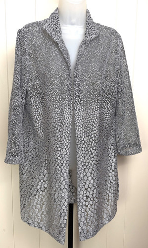 Connie Roberson 100% Silk Evening Jacket Open Front Sheer Elegant Size L USA