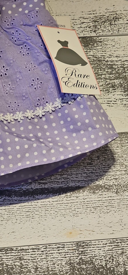 Nuevo con etiquetas Vestido de Vacaciones Vintage Ediciones Raras Talla 6/9 Meses Lila 2 Piezas Lazo Ojales Foto 3 de 4