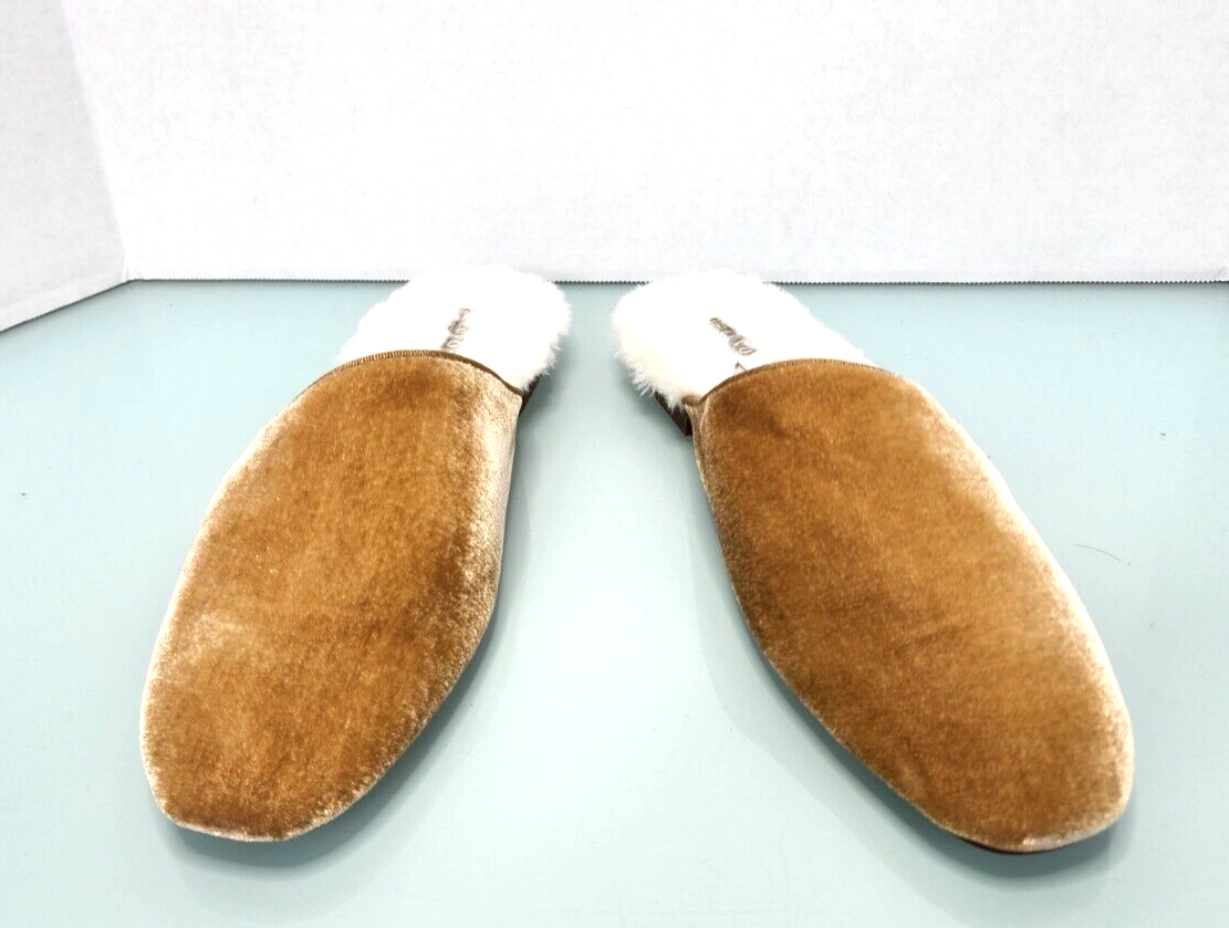 PANTOFOLA D’ORO LUVONS the devon velluto cammello mules scarpe slip on ciabatte di lusso nuove taglia 10