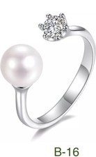 2 Pc Sterling Silver 925 Pearl and CZ stackable rings - 2 for the price of one