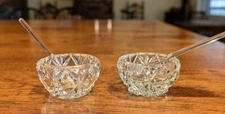 Set of 2  Bohemian Glass made in Czechoslovaki VTG Crystal Glass Salt Cellars