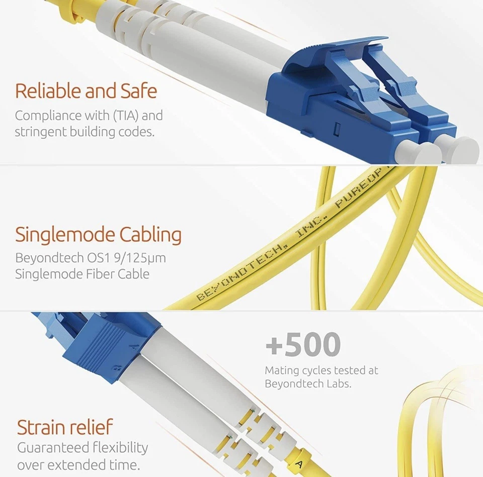 LC to SC Fiber Patch Cable Mode Duplex - 1M (3.28ft) - 9/125 um OS1 LSZH - A0031 - Image 4 of 4