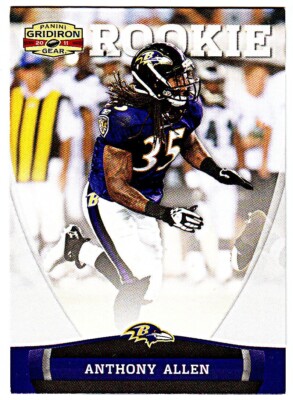 2011 PANINI GRIDIRON GEAR #158 ANTHONY ALLEN (RC) Rookie Baltimore ...