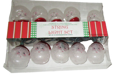 CHRISTMAS DECORATIVE ~ STRING LIGHT SET of 10 ~ Santa's ~ Connect End-To-End