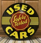 Used Cars Safety Tested Metal Sign Garage Vintage Style Tools Gas Oil Bar Pub