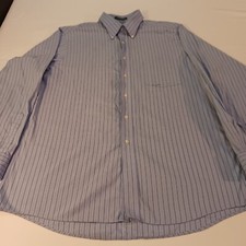 Arrow Button Down Men's 16.5 Dress Blue Stripes Fairfield Pinpoint Wrinkle Free