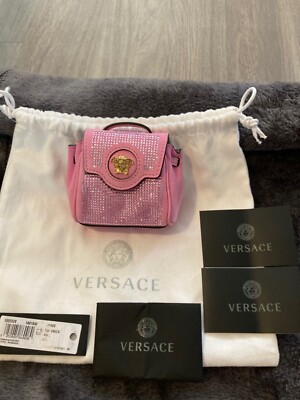 Brand New Authentic Versace Pink Crystal Embellished Mini Bag