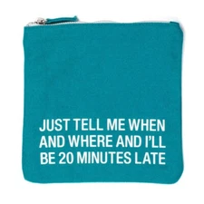 About Face Designs 20 Mins Late Square Cosmetic Bag