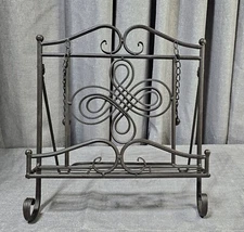 Metal Cookbook Stand Book Holder Easel w/ Weights on Chains