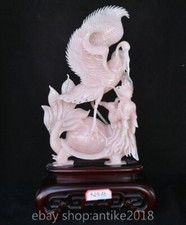 16.8" Chinese Natural Xiu Jade Carved Fengshui Dragon Tortoise Crane Statue