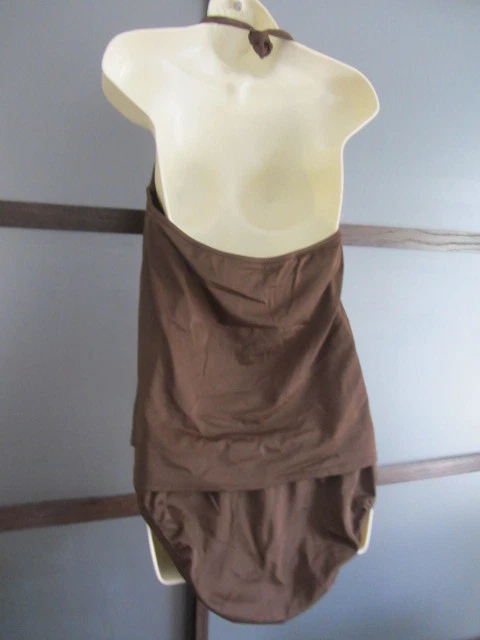 J Crew Tankini Halter Con Aros 32C Medio Superior e Inferior Marrón Nadar Playa Piscina Foto 3 de 3