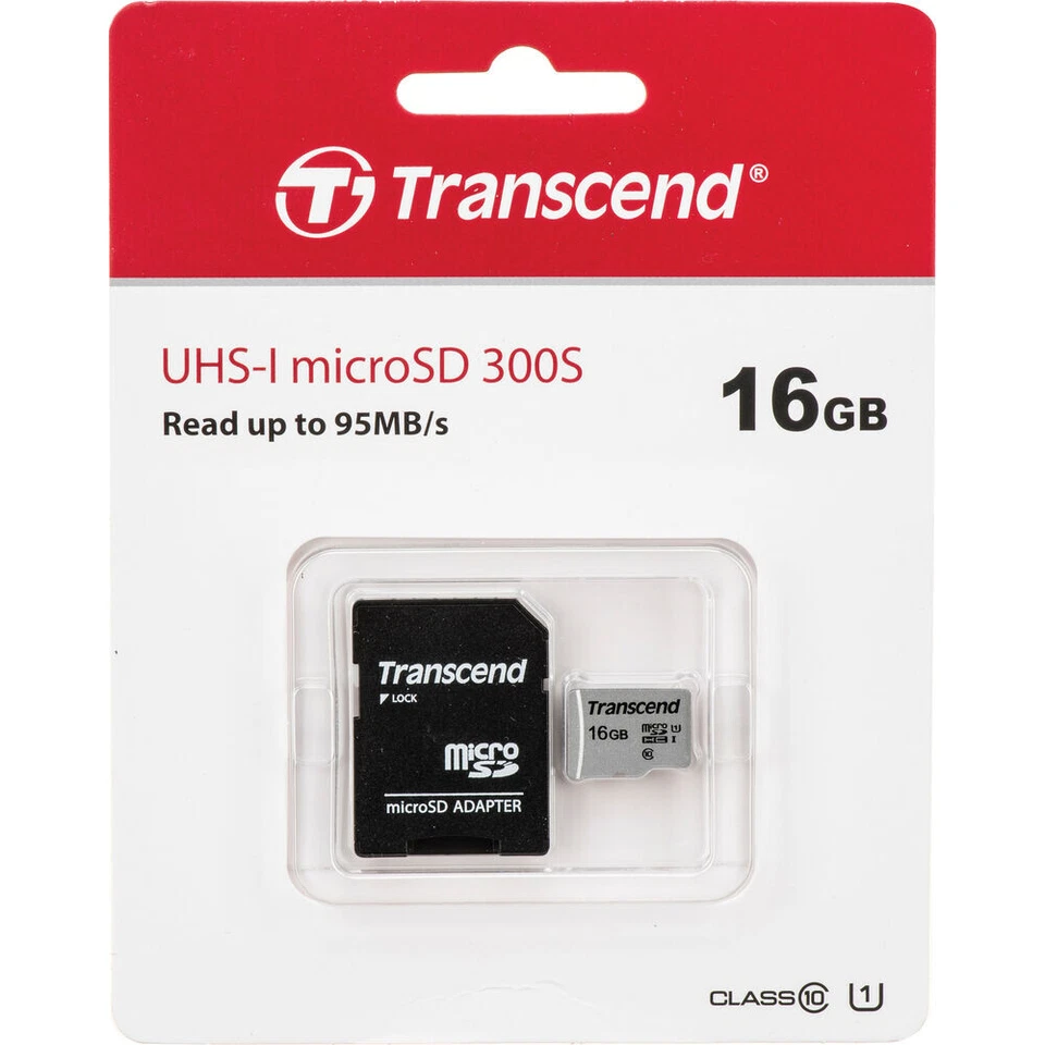 10x Transcend 16GB 300s 95MB/s Class 10 Micro SDHC Memory Card with SD Adapter - Image 3 of 3