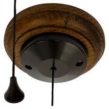 Bakelite Ceiling Pull Cord Light Switch on a Solid Oak Mount - Dark Oak Finish
