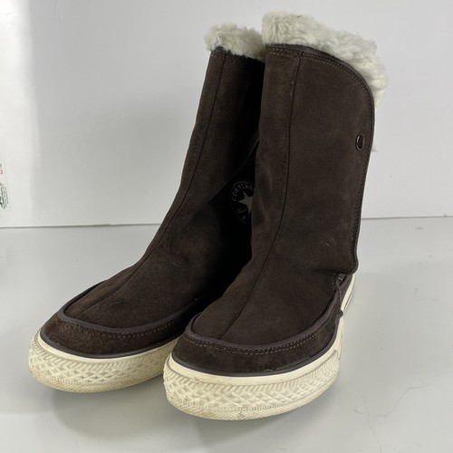 Converse Boot Women 7 Beverly Winter MidCalf Pull On Flats Brown Leather - Picture 2 of 13