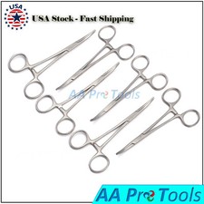 5" Curved Hemostat Forceps Locking Clamps - Stainless Steel Lot of 6