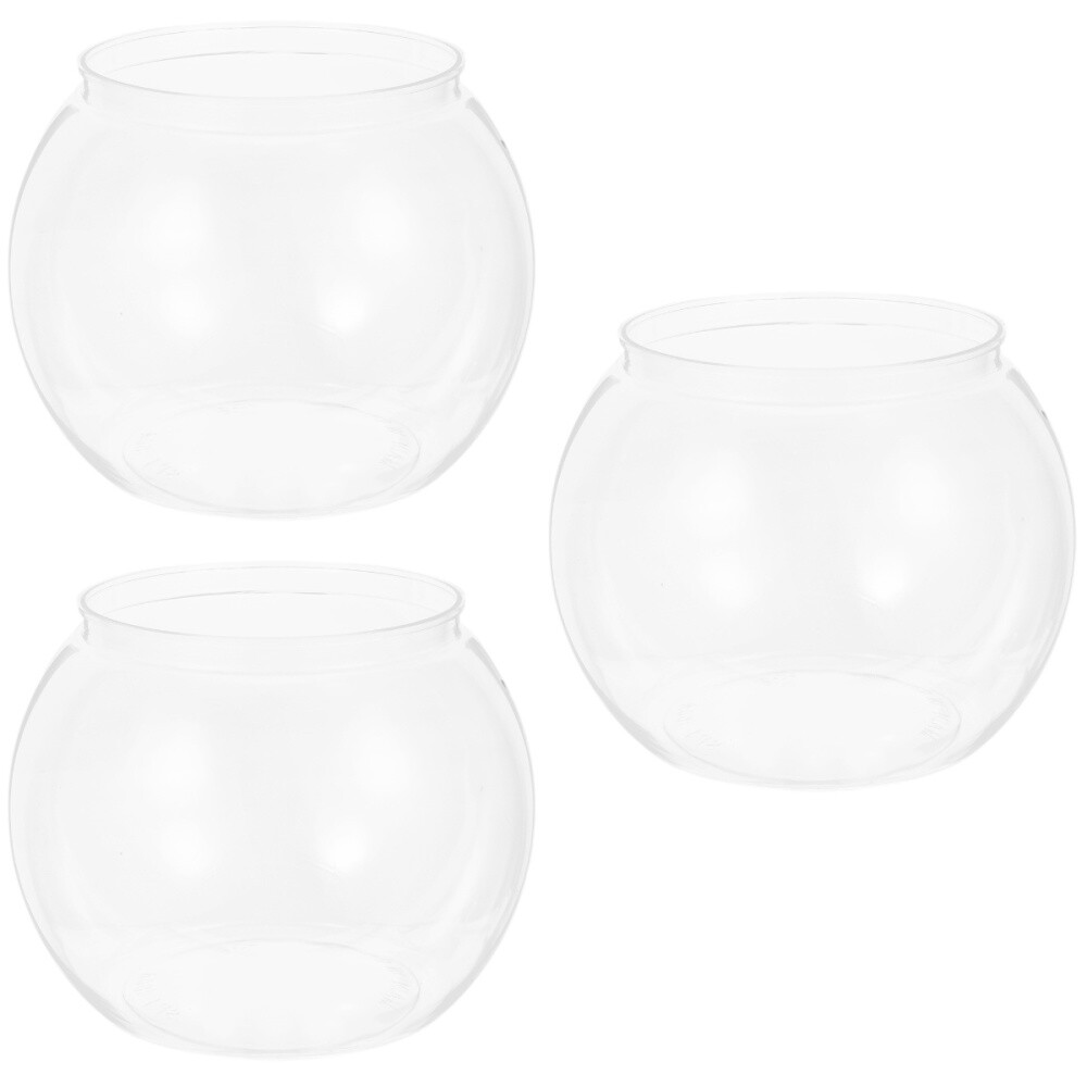 3 Pack Transparent Round Fish Tank Small Multifunction Betta Fishbowls