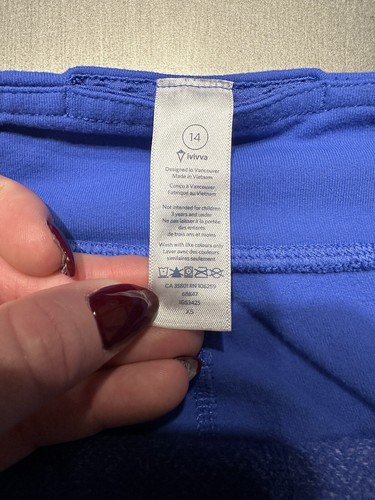 EUC Ivivva by LULULEMON Train For The Game Herringbone & BLUE Leggings Size 14 - Picture 8 of 13