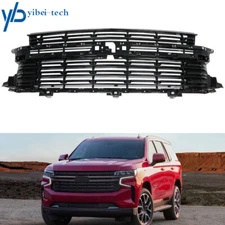 For 2021-2022 Tahoe/Suburban Gloss Black Front Upper Grille Grill No Center Trim