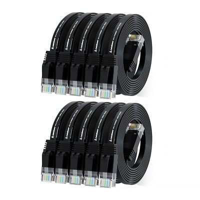 Cat 6 Ethernet Cable 10ft 10 Pack at A Cat5e Price But Higher Bandwidth Flat
