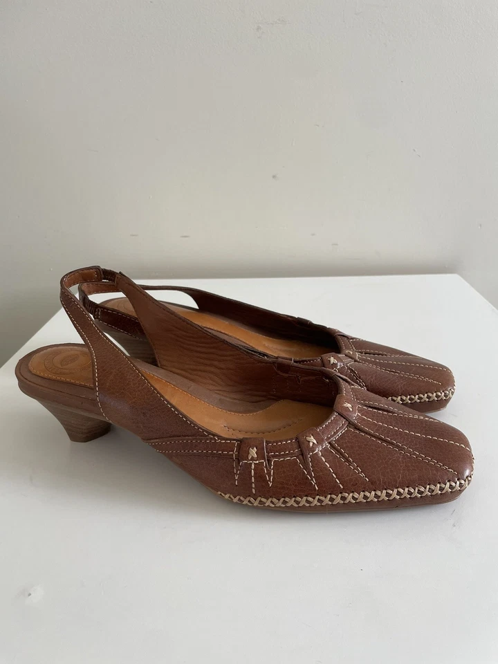Красивый воспитание на Lamaze коричневый кожаный слинга закрытый носок туфли сандалии 6,5 - Изображение 2 из 4