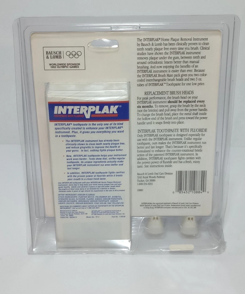 Vintage 1991 Interplak Replacement Brush Heads & Interplak Toothpaste NOS - Image 2 of 4
