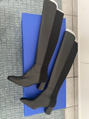 Stuart Weitzman Gillian Leather Block Heel Knee-High Boots 7.5