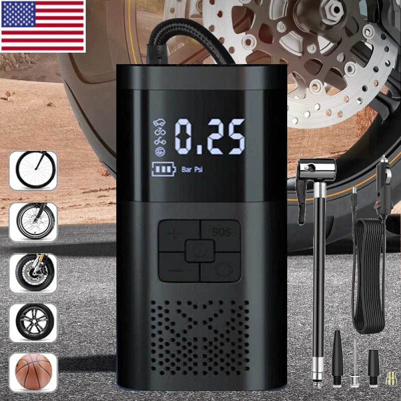 Bike Motorcycle Electric Air Pump Tire Inflator Portable Auto Car Air Compressor