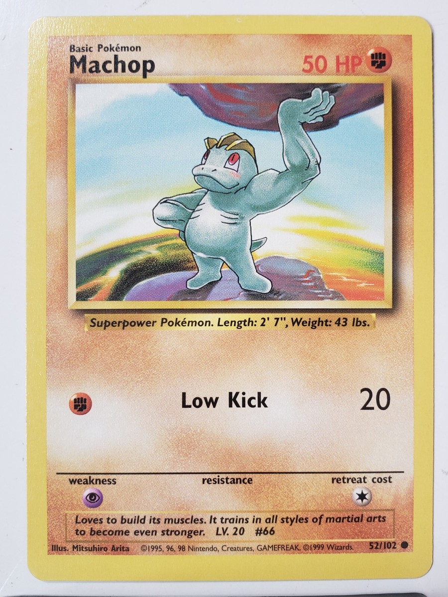 Machop 52/102 LP - B2G1F - 1999 Base Set Pokemon Card - $2