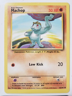 Machop 52/102 LP - B2G1F - 1999 Base Set Pokemon Card - $2