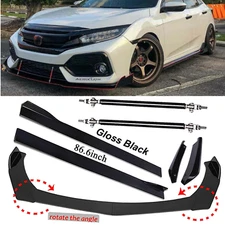 Front Bumper Lip Spoiler Splitter 86.6" Side Skirt Rear For Honda Civic  G