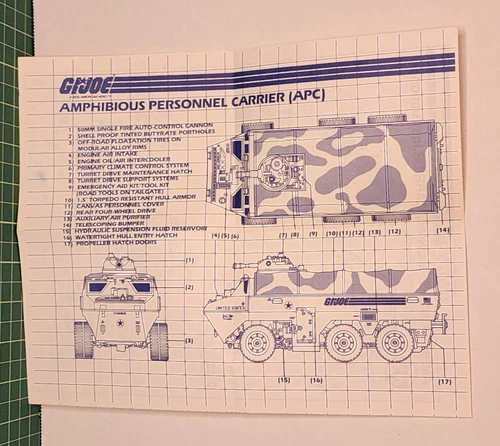 GI Joe Blueprint Instructions - Amphibious Personnel Carrier - 1983 APC
