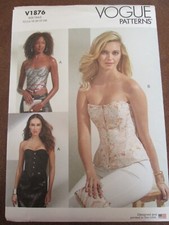 Vogue 1876 Boned Lined Corsets Pattern Sz 16-24 Bustier Cosplay Historical UC FF